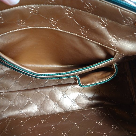 La Gioe Di Toscana By Sharon Gioe Green Leather Satchel Travel Bag - Picture 11 of 16